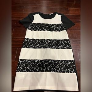 Loft black and white with lace dress